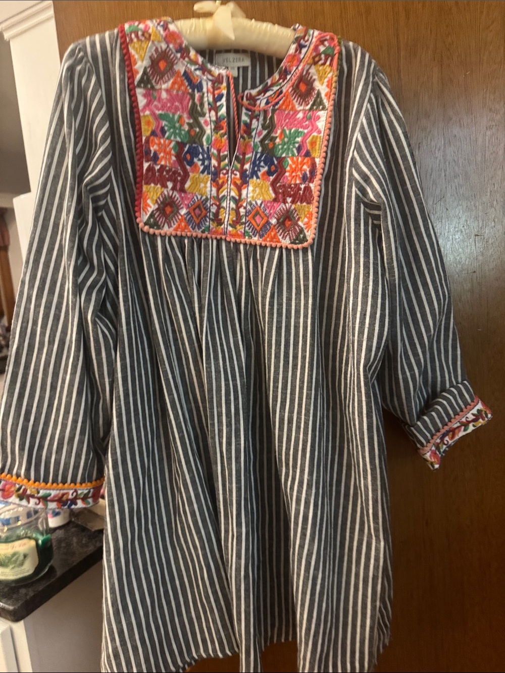 Velzera Multicolor Embroidered Striped Tunic
